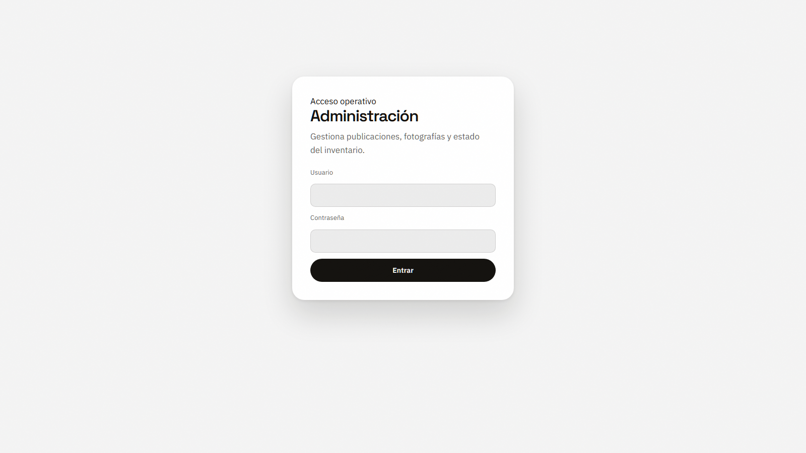 Acceso al panel administrativo privado de la automotora